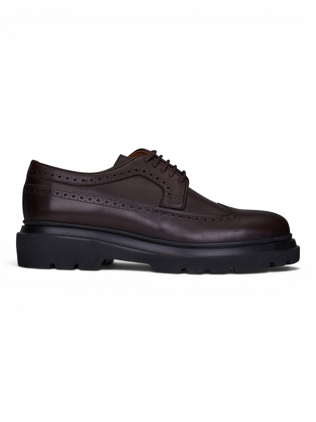 Oxford Brogue Kalın Taban Kahve Deri Ayakkabı