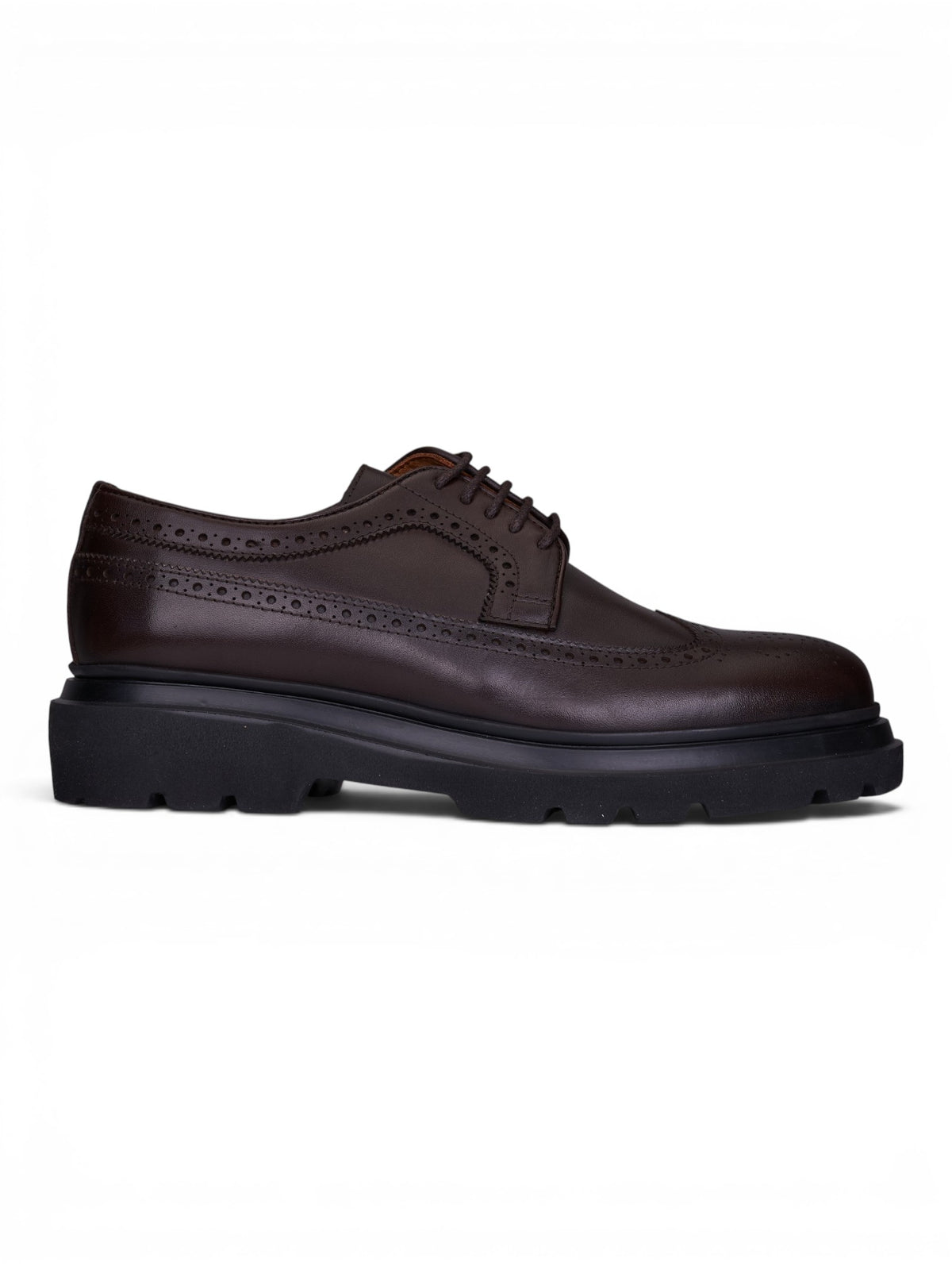 Oxford Brogue Kalın Taban Kahve Deri Ayakkabı
